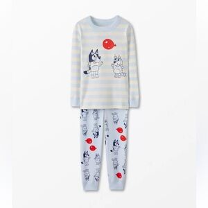Hanna Andersson Kids Pajama Set - Light Blue and Red* Bluey* size is 6-7